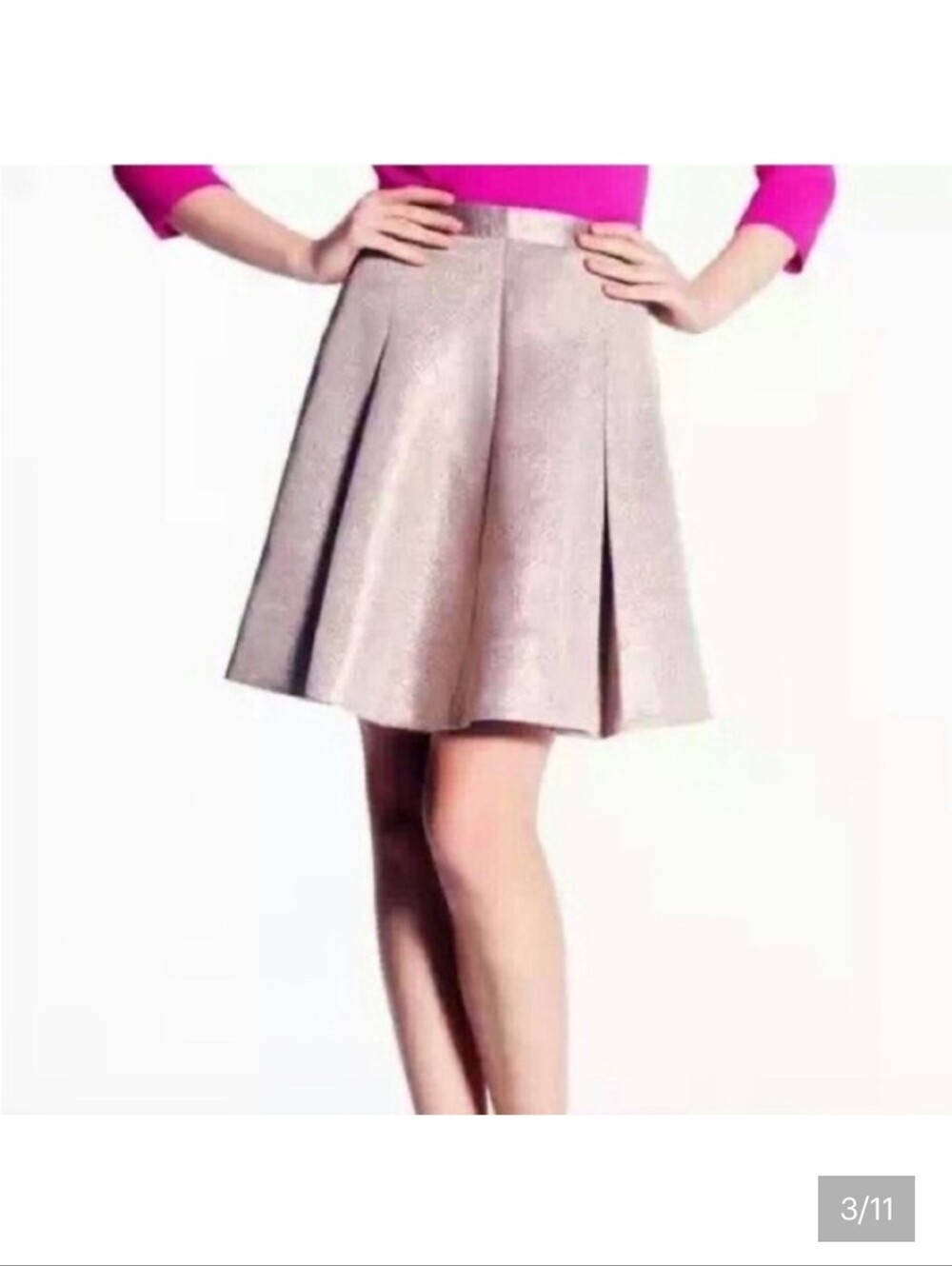 Kate Spade Pleated A-Line Skirt in Gold